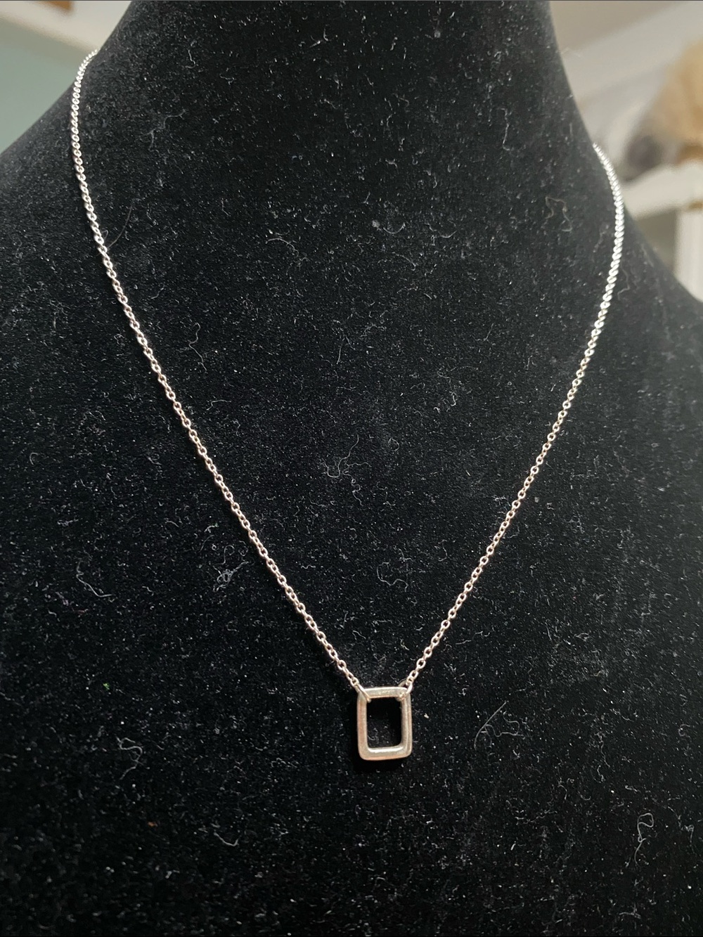 Sterling Silver Rectangle Pendant Necklace